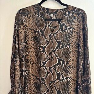 T Tahari Snake Print Blouse - Black and Brown